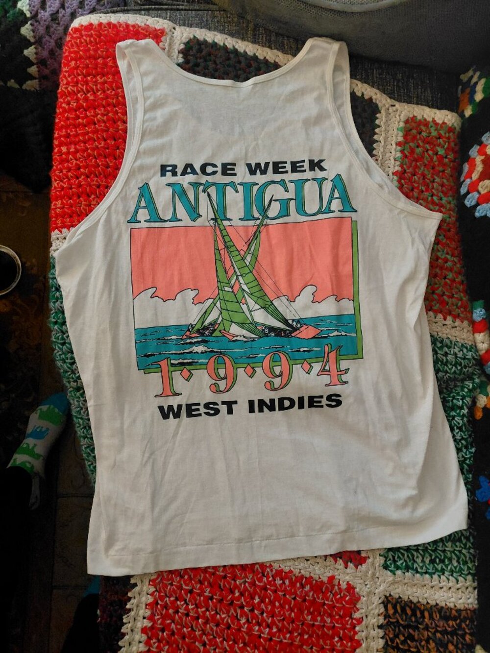 Vintage 1994 Antigua Race Week Tank Top West Indies Sailing Y2K 90s